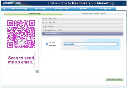 Keep track of your QR codes with a QR reference code Identify QR campaigns with individual QR reference codes