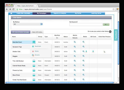 View a list of your QR codes in draft status View QR codes by draft status