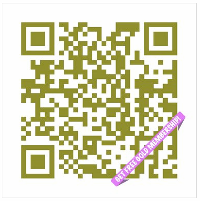 An example of a diagonal banner overlay picture on a branded QR code. Branded QR code with banner effect